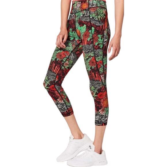 Lululemon Time To Sweat Crop Tight Reflective Luxtreme Pocket Zen Garden 4 - Picture 1 of 5